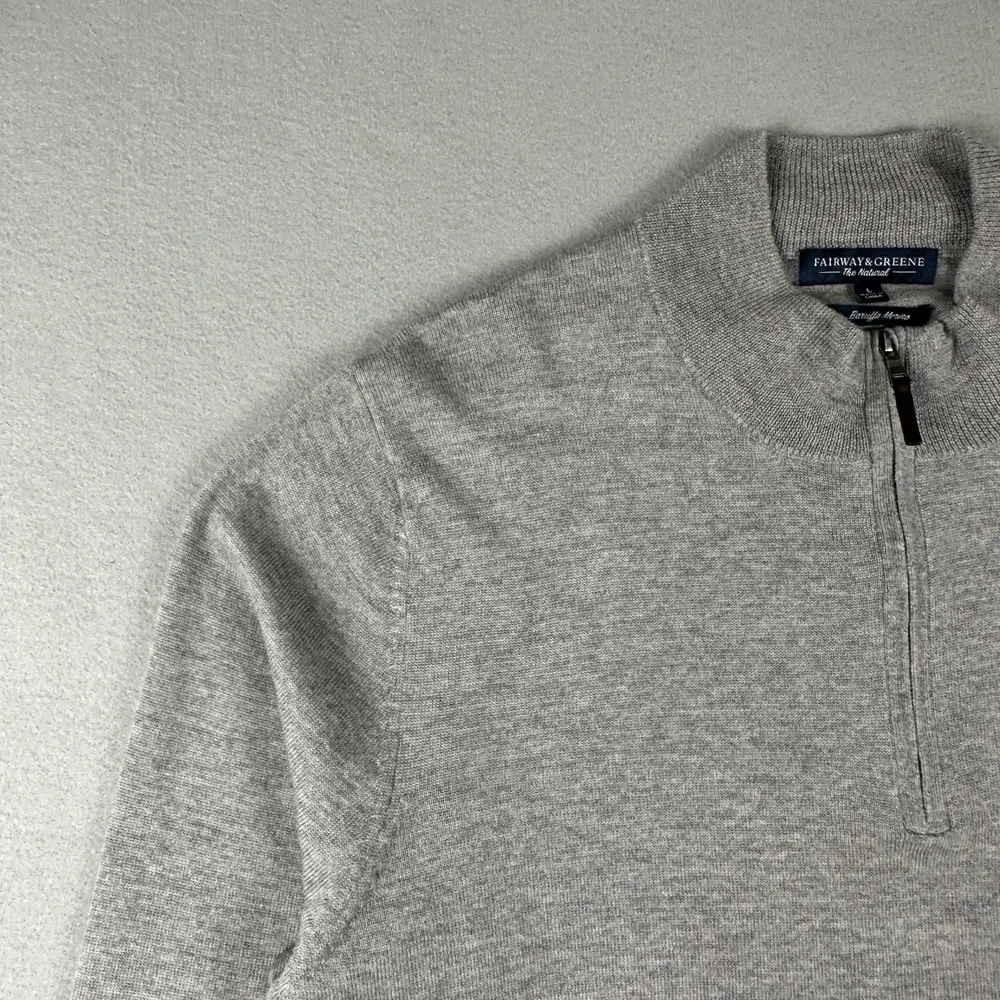 Fairway‎ & Greene 1/4 Zip Sweater Men's Large Gray Baruffa Merino Wool Pullover